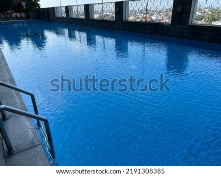 Blue Clean Beautiful Water of a Swimming Pool for Recreational and Sport Purpose
