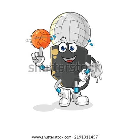 the mic playing basket ball mascot. cartoon vector