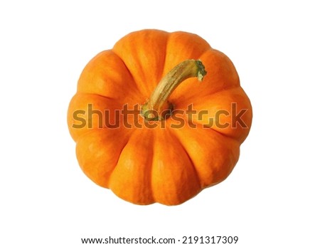 Top view of Vibrant Orange Ripe Pumpkin Isolated on White Background