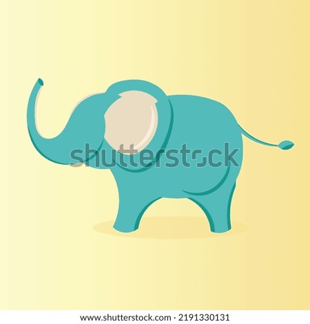 Cute - Elephant Illustration, Blue color-  Vector - Children Illustration - Cartoon - Flat- Design