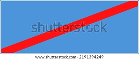 Road signs of special rules. The sign of the end of the settlement. The border of the residential area. Rectangular blue sign. Vector image.
