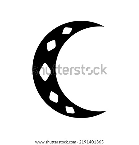 Doodle moon isolated. Hand drawn crescent moon clip art. Vector illustration