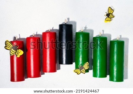 Happy kwanzaa concept with black, red and green candles