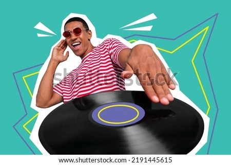 Photo sketch graphics artwork picture of happy smiling guy playing music isolated drawing background