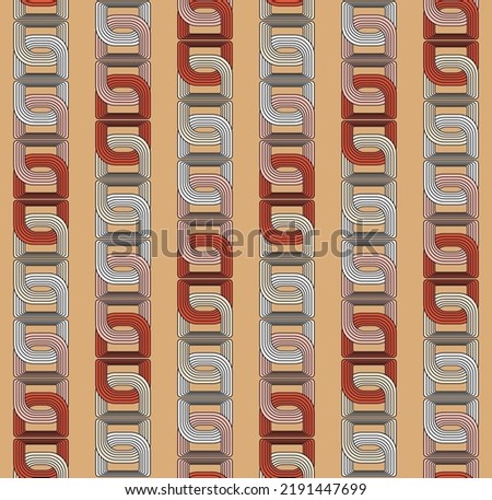 Art Deco Multicolor Chains Abstract Geometric Complex Pattern Perfect for Upholstery Interior Designs Allover Fabric Print or Wall Paper