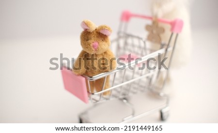 Bunny, rabbit with shopping cart