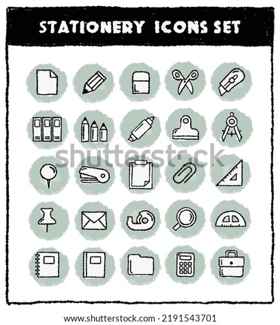 Hand Drawn Sketch Stationery Icon Set