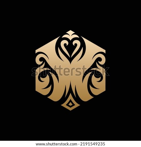 Butterfly Hexagon Luxury Ornament Logo