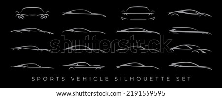 Sports car logo silhouette set. Motor vehicle dealership emblem. Auto garage symbol. Showroom dealer icon. Vector illustration. Royalty-Free Stock Photo #2191559595