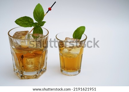 Whiskey cocktail drink on the rocks                               