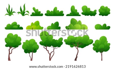Trees, bush and grass elements collections with flat design Royalty-Free Stock Photo #2191626813