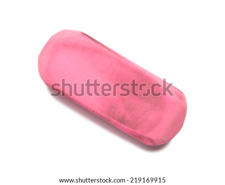 Pink Rubber Eraser on White Royalty-Free Stock Photo #219169915