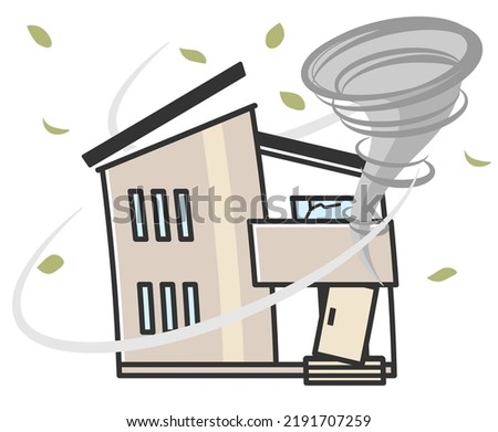Clip art of house which is damaged by tornado