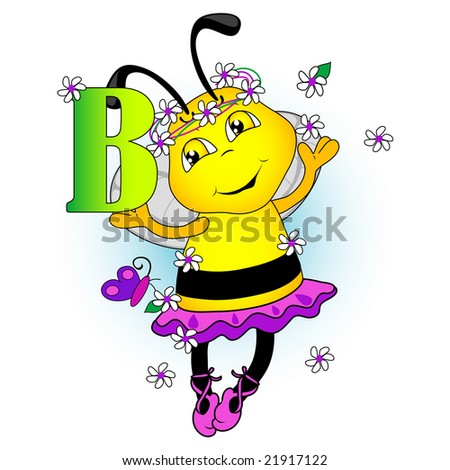 B Bee holding letter.