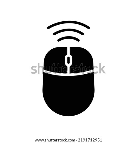 Computer mouse icon with signal. icon related to technology. smart device. Glyph icon style, solid. Simple design editable
