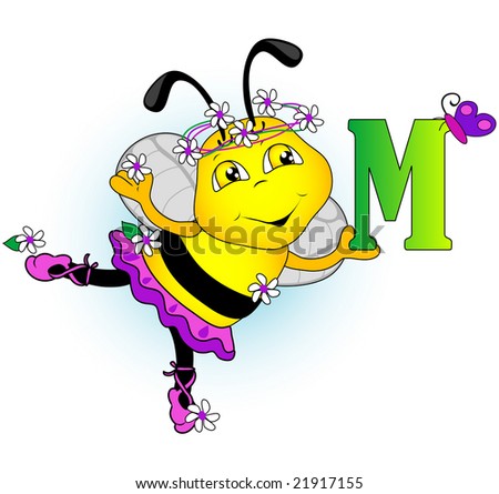 M Bee holding letter.