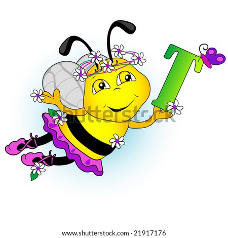 T Bee holding letter.