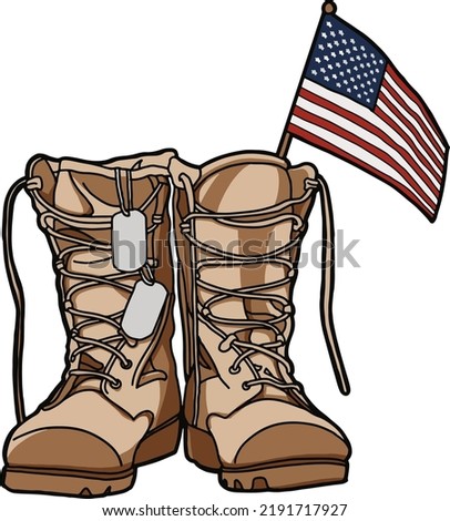 Veteran boot dog tag us flag  Royalty-Free Stock Photo #2191717927