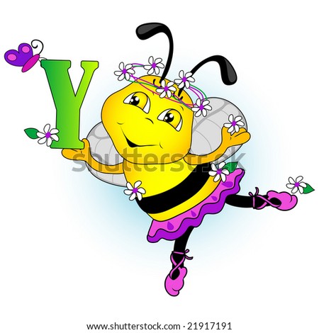 Y Bee holding letter.