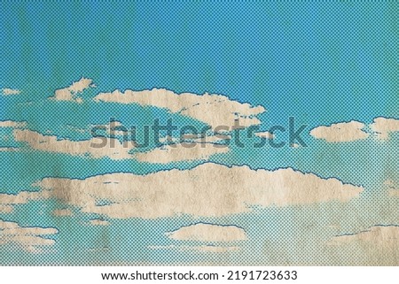 retro sky pattern on old paper background. raster vintage clouds.
