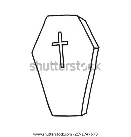 Vector illustration of coffin for halloween in doodle style