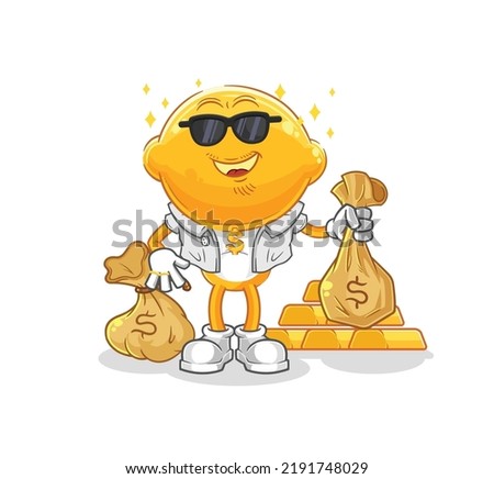 the lemon head rich character. cartoon mascot vector