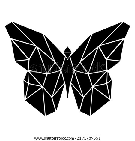 Vector black origami butterfly on white background eps format