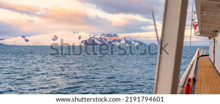 Antarctica Expedition - Expedition Cruise Ship in Deception Island Volcanic Crater - Whalers Bay (South Shetland Islands) Royalty-Free Stock Photo #2191794601