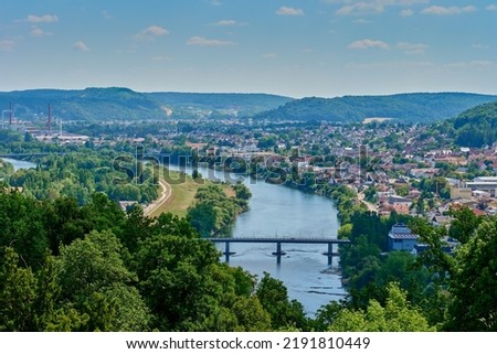 View of the Kelheim city and Danube near Regensburg, Bavaria, Germany Royalty-Free Stock Photo #2191810449