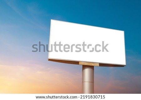 Blank billboard with empty screen at twilight for advertisement design or text. mockup template