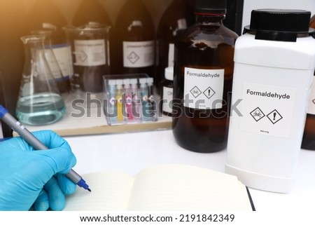 Formaldehyde in bottle, chemical in the laboratory and industry Royalty-Free Stock Photo #2191842349