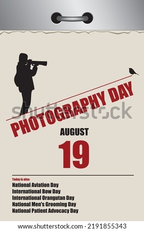 Old style multi-page tear-off calendar for August - National Photography Day