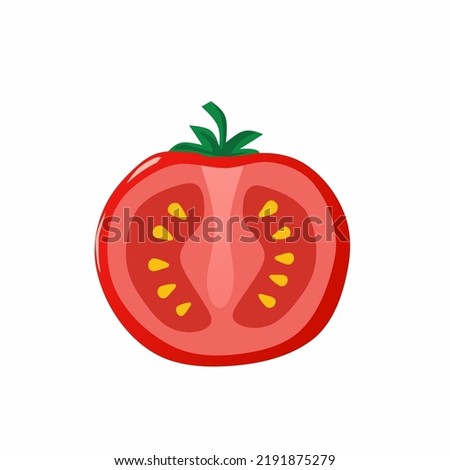 Sliced tomato flat icon illustration. Food, vegetable. Element vector isolated on a white background.
