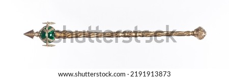 golden staff isolated on white background Royalty-Free Stock Photo #2191913873