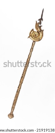 golden staff isolated on white background Royalty-Free Stock Photo #2191913875