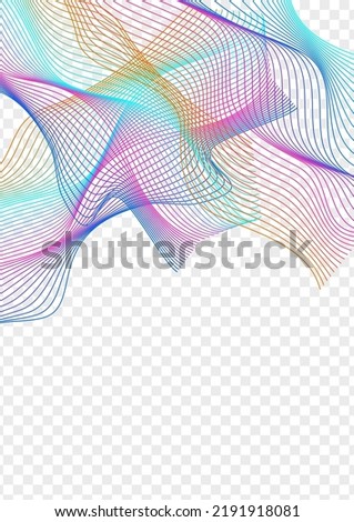 Bright Soundwave Background Transparent Vector. Amplitude Poster. Rainbow Contour Cycle. Line Connect Template. Gradient Knot Wave.