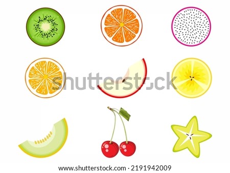 fruits and vegetables icon set isolated on white background