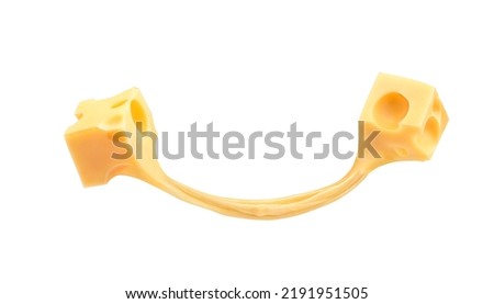 two pieces of melted cheese on a white background Royalty-Free Stock Photo #2191951505