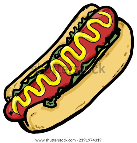 fresg hot dog, fast food vector illustration with hand draw cartoon style