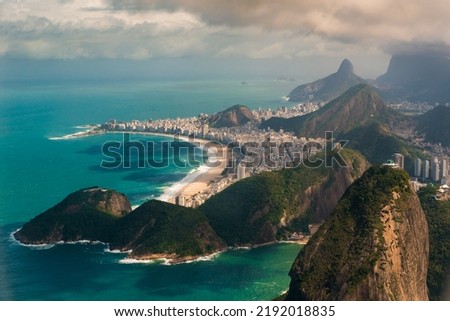 Aerial View of Rio de Janeiro With Sugarloaf Mountain and Copacabana Beach Royalty-Free Stock Photo #2192018835