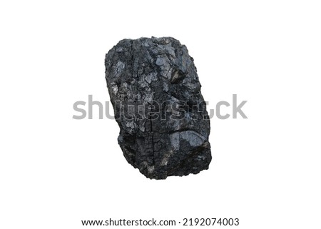 Raw Sub-Bituminous coal is isolated on white background. It has a higher carbon content than lignite, used as a power source for electricity generation and industry. Royalty-Free Stock Photo #2192074003