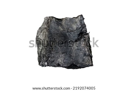 Raw Sub-Bituminous coal is isolated on white background. It has a higher carbon content than lignite, used as a power source for electricity generation and industry. Royalty-Free Stock Photo #2192074005