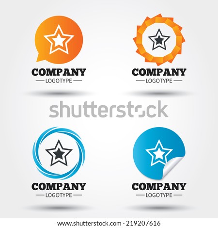 Star sign icon. Favorite button. Navigation symbol. Business abstract circle logos. Icon in speech bubble, wreath. Vector