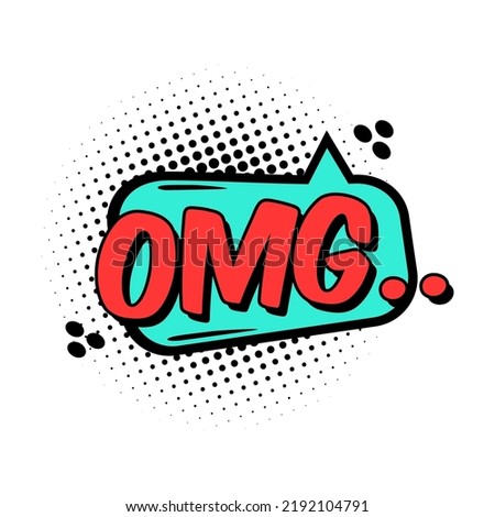 Comic OMG text speech bubbles and burst. Cool, boom, ok, hi, wow, bang, omg surprising expressions stickers. Vector illustration for comic book design, art, communication concept