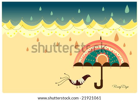 little bird in rainy days