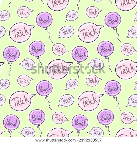 Vector Seamless pattern for Halloween. Citricbackground with Treats or Trick in balloons.