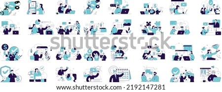 Business Concept illustrations. Collection of Teamwork and women taking part in business activities.High Quality editable illustration

