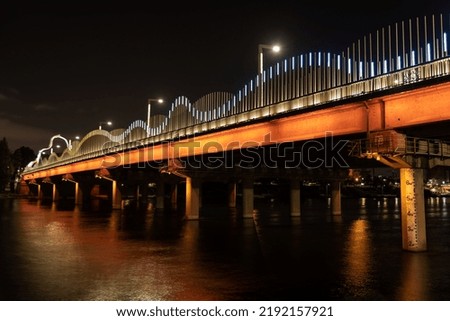 Colorful Ayang bridge at night