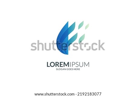Abstract leaf and water drop logo design concept Royalty-Free Stock Photo #2192183077