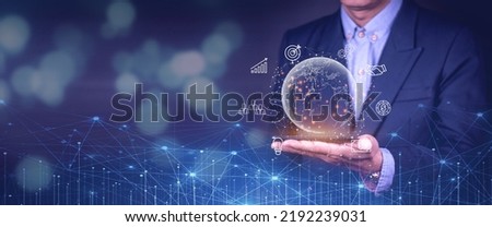 Businessman using mobile smart phone. Business global internet connection application technology and digital marketing, Financial and banking, Digital link tech, big data. Royalty-Free Stock Photo #2192239031